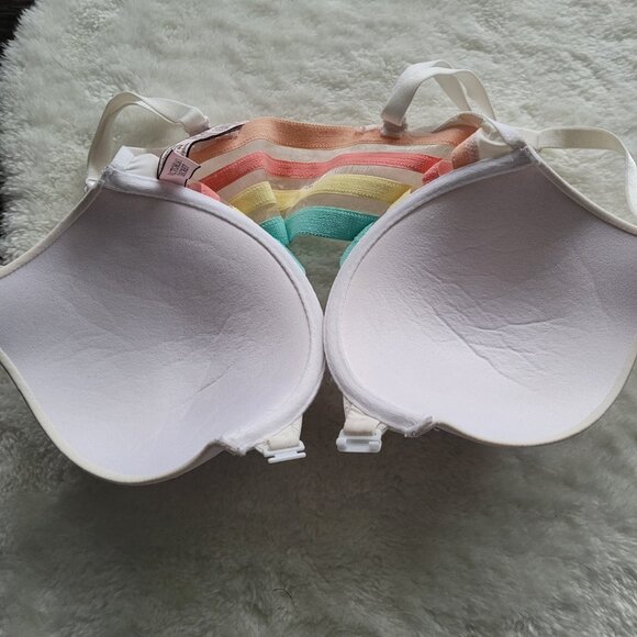 💕2/$25💕 Victoria's Secret 🎀 32DD Front Closure Demi Cup Rainbow Bra - Picture 5 of 12